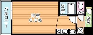 ベルガ中津口(ワンルーム/3階)の間取り写真