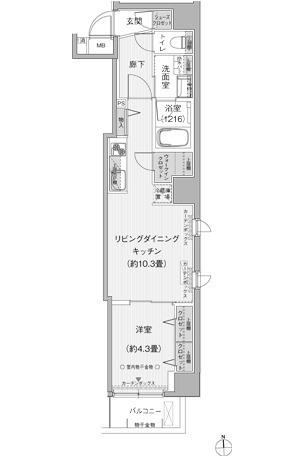 クリスタルパレス蒲西(1LDK/2階)の間取り写真