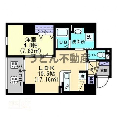 ルミナス藤塚町(1LDK/2階)の間取り写真