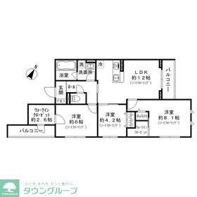 ヴェルデルークス美鷹(3LDK/3階)の間取り写真