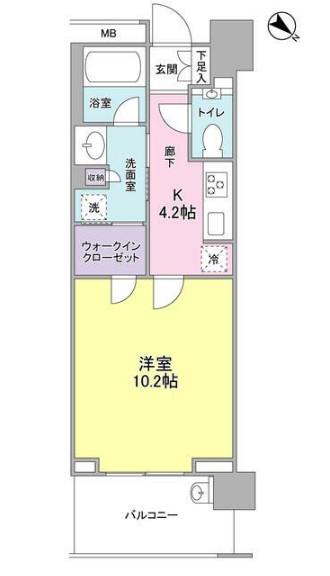クロスエアタワー(1K/13階)の間取り写真