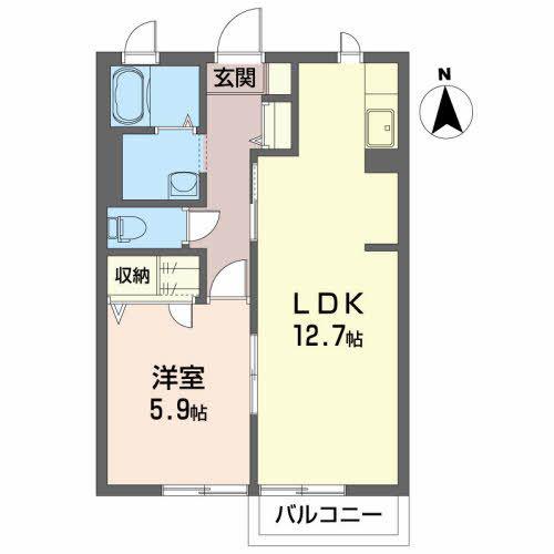 シティ・ヴューA(1LDK/1階)の間取り写真
