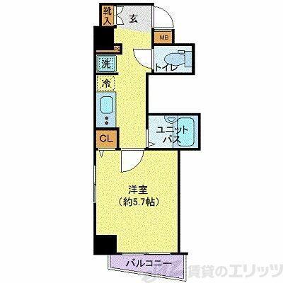 プレール・ドゥーク木場親水公園(1K/2階)の間取り写真