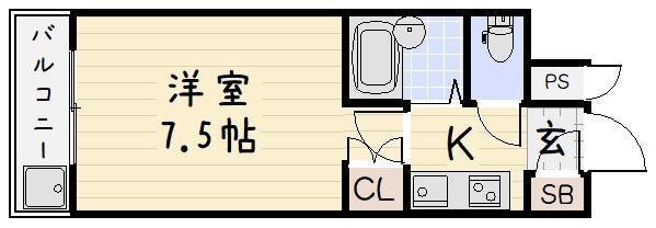 リファレンス南小倉(1K/6階)の間取り写真
