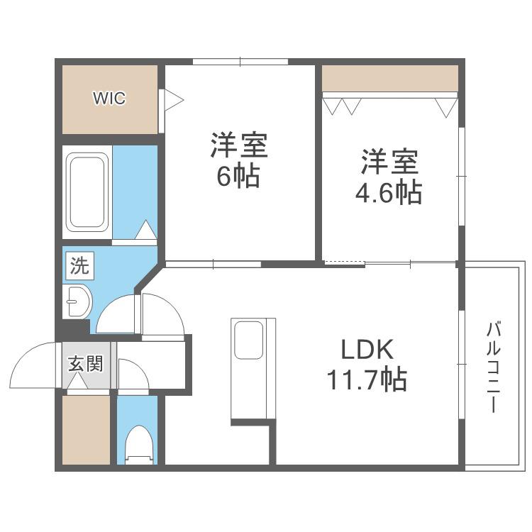 TOMISIA(2LDK/4階)の間取り写真