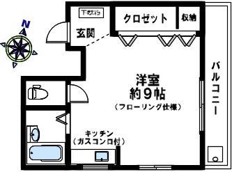 ビバリーヒルズ熊内(ワンルーム/2階)の間取り写真