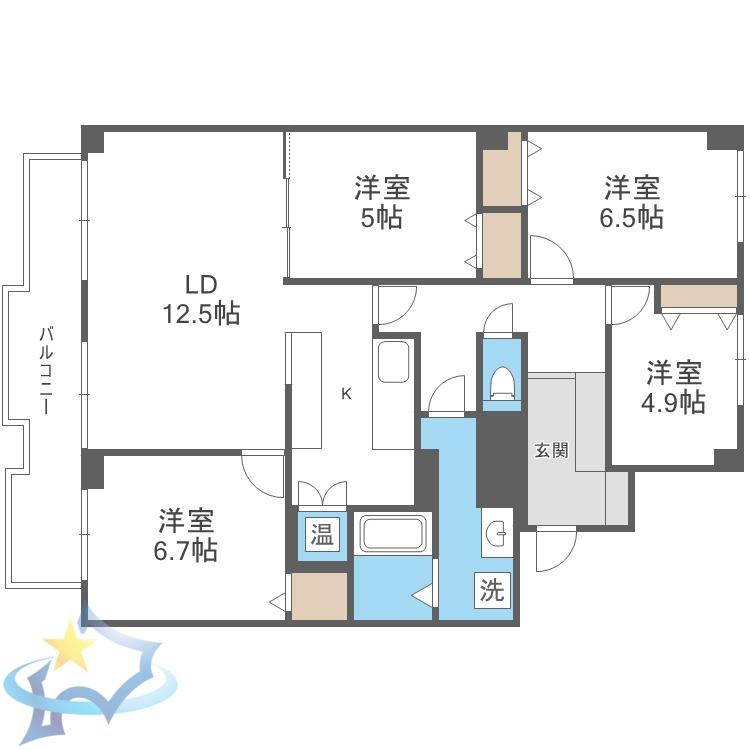 シーアイマンション円山(4LDK/13階)の間取り写真