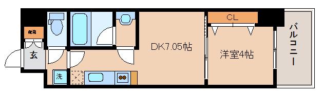プレジオ神戸ウエスト(1DK/4階)の間取り写真