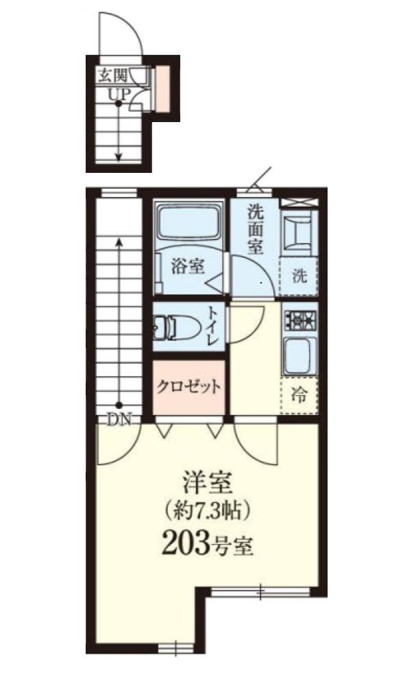 アノンテラス下北沢(1K/2階)の間取り写真