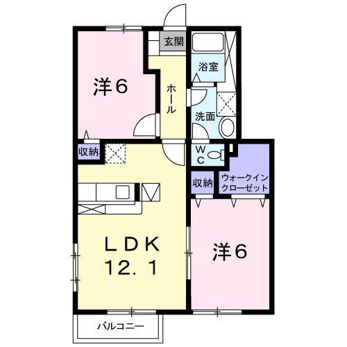 シャルマンJ(2LDK/1階)の間取り写真