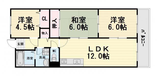 パストラル羽衣(3LDK/6階)の間取り写真