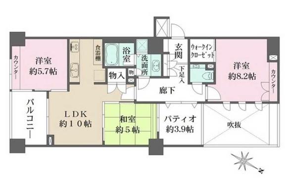 サンクタス築地(3LDK/11階)の間取り写真