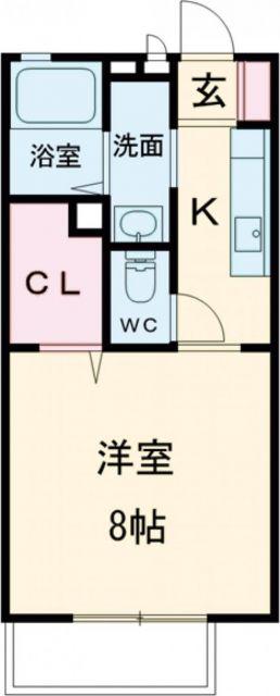 パインヒルズB棟(1K/1階)の間取り写真