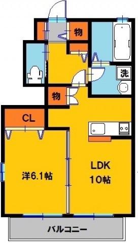 Y3ツルタパナハイツ B(1LDK/1階)の間取り写真