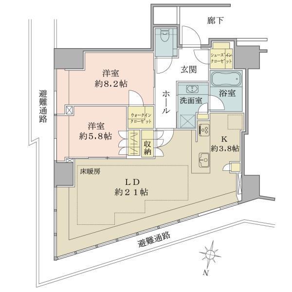 BRILLIA TOWER堂島(2LDK/18階)の間取り写真