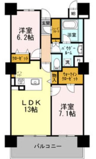 ロイヤルパークスERささしま サウス(2LDK/9階)の間取り写真