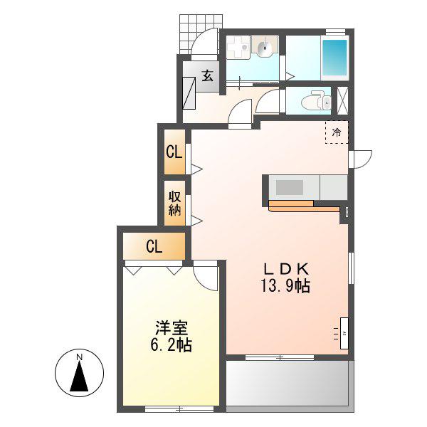 エスペランサ Ⅰ(1LDK/1階)の間取り写真