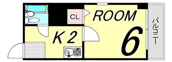 メゾン江波(1K/2階)の間取り写真