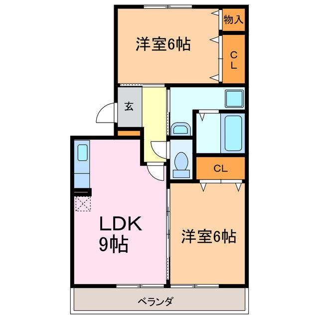 メゾンあざぶB(2LDK/1階)の間取り写真