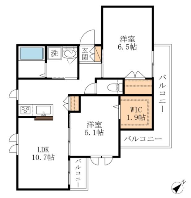 PREZIO BELLAZZO(2LDK/3階)の間取り写真