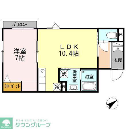 AOIグリーンパレス(1LDK/1階)の間取り写真