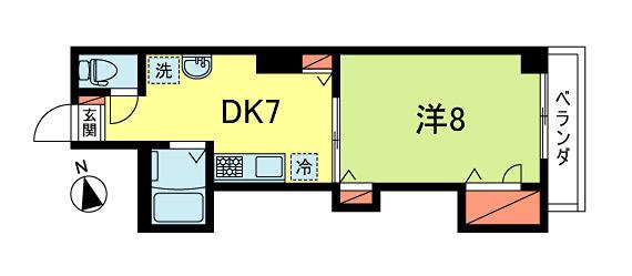 エルスール(1DK/1階)の間取り写真