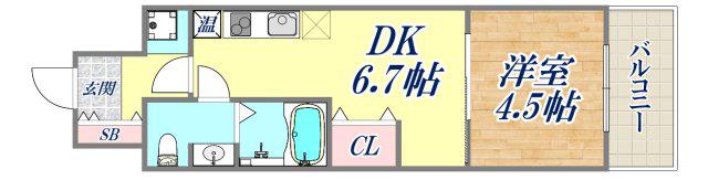 インプルーブ三宮イースト(1DK/5階)の間取り写真
