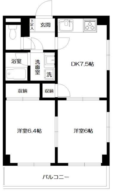 サンシティー要町(2DK/2階)の間取り写真