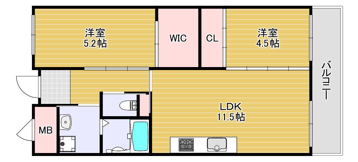第2やまと建設ビル(2LDK/3階)の間取り写真