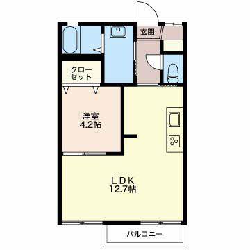 シャイン(1LDK/1階)の間取り写真