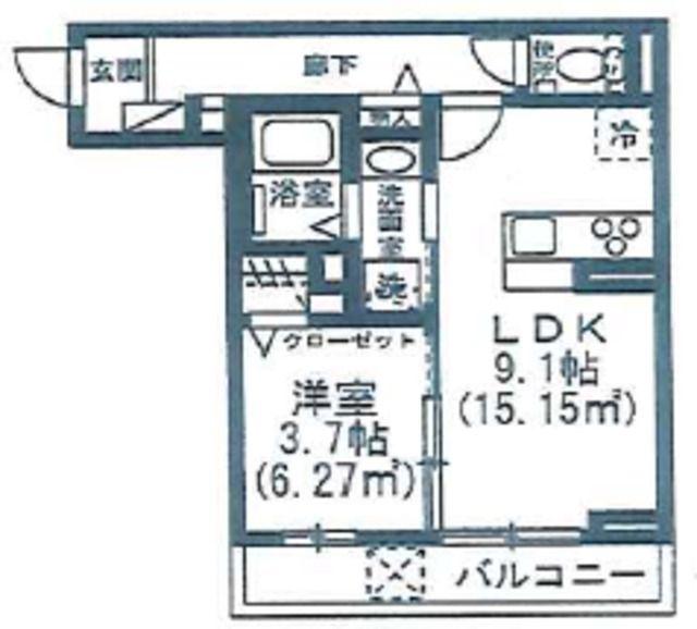 グランバニア(1LDK/3階)の間取り写真