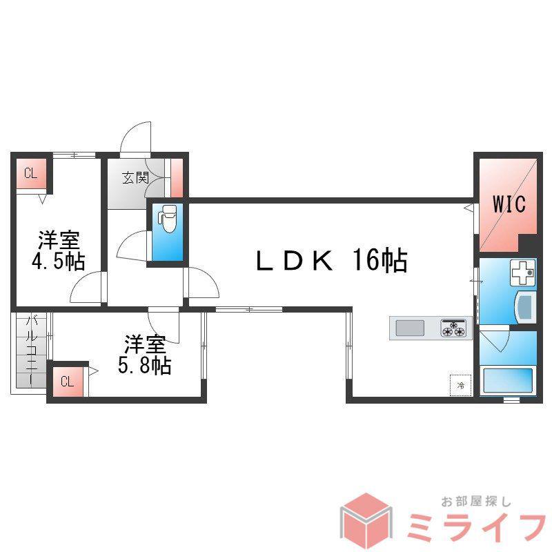 GLANZ平野(2LDK/3階)の間取り写真