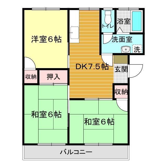 ハイツコスモス(3DK/1階)の間取り写真