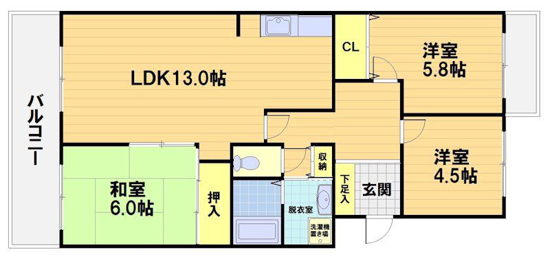 ヴィラピーシス(3LDK/1階)の間取り写真