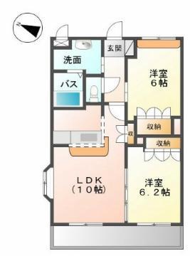 グリーンヴィレッジSII(2LDK/2階)の間取り写真
