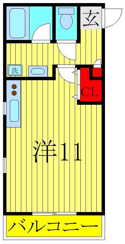 グリーンハイム(1K/2階)の間取り写真