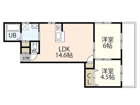 浅尾ビル(2LDK/3階)の間取り写真
