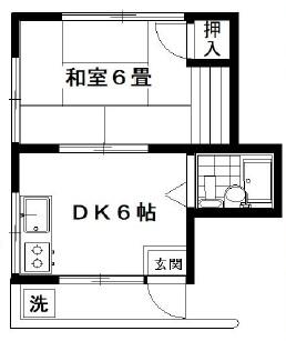 ゆりハイツ(1DK/2階)の間取り写真