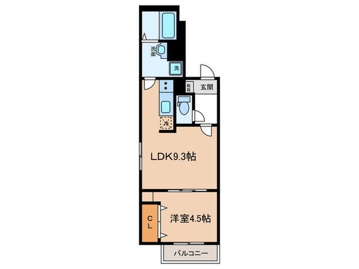 CHERIM元中村(1LDK/3階)の間取り写真