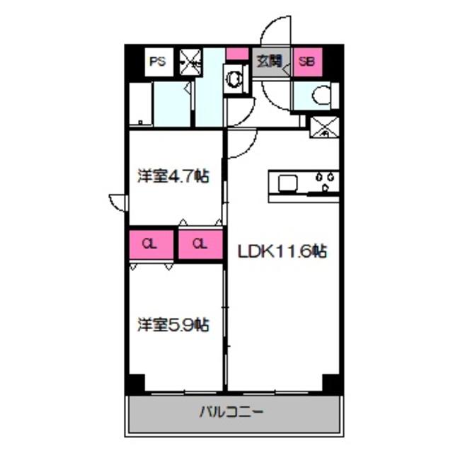 レジデンシア都島アイラ(2LDK/5階)の間取り写真
