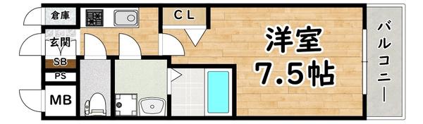 MJC大阪ファインゲート(1K/2階)の間取り写真