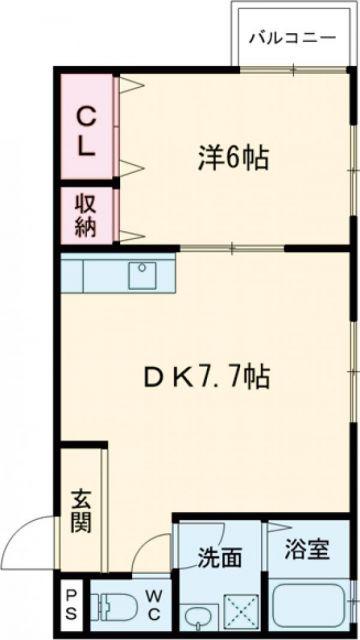 トラスティ本町(1DK/1階)の間取り写真