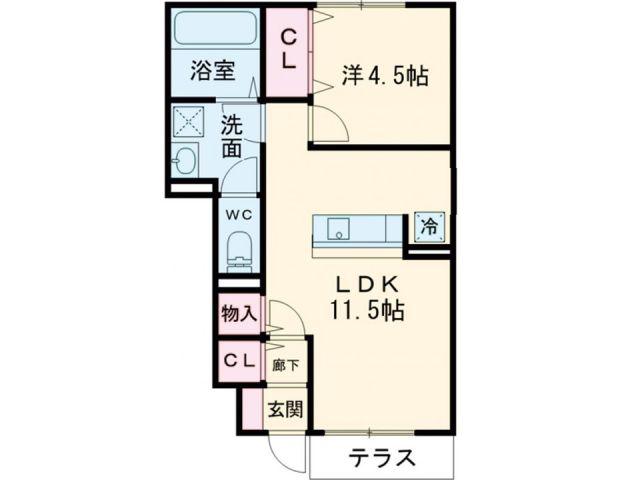 サンライズ東 A棟(1LDK/1階)の間取り写真