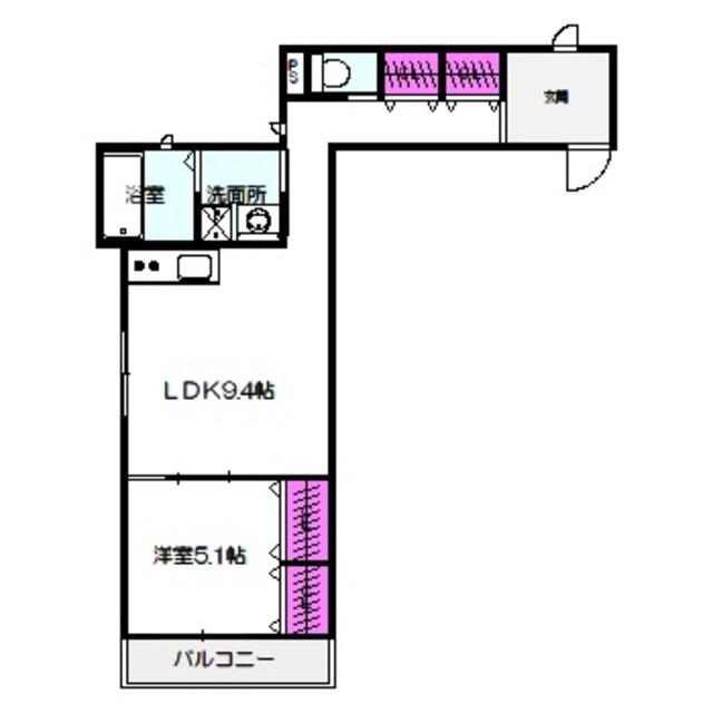 プリモ太子橋今市(1LDK/1階)の間取り写真