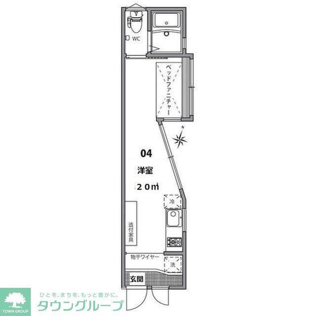 グランエッグス渋谷笹塚(ワンルーム/1階)の間取り写真