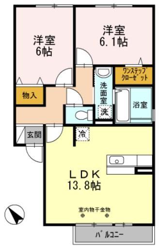 プレタメゾン大前III(2LDK/2階)の間取り写真