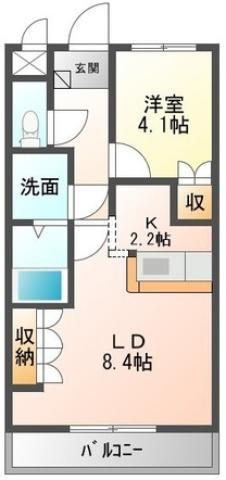 COMFORCE橋本(1LDK/1階)の間取り写真
