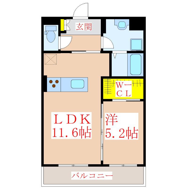 サングレイス(1LDK/2階)の間取り写真