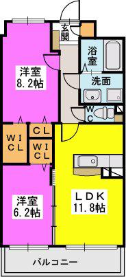 アンソレイユ(2LDK/3階)の間取り写真