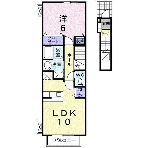 サンフラットA(1LDK/2階)の間取り写真